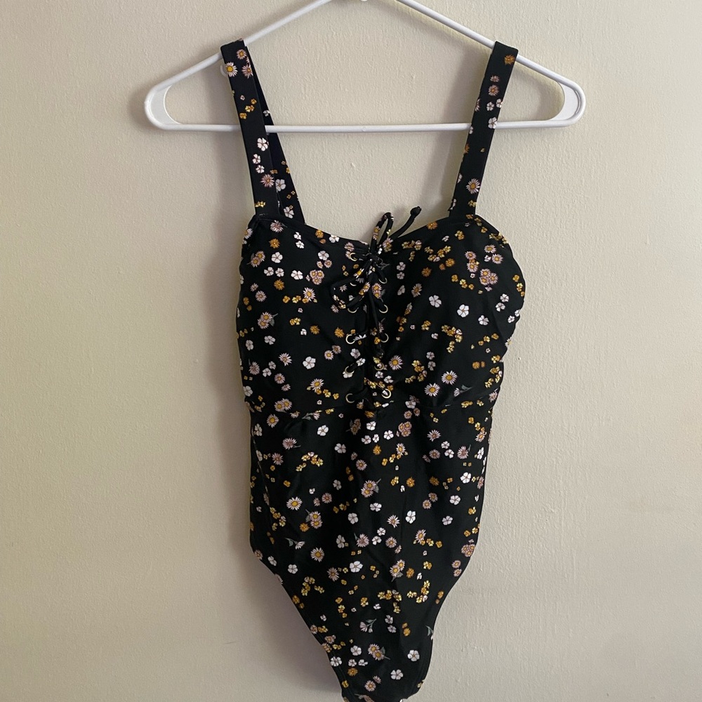 Black/ flower one piece with tags